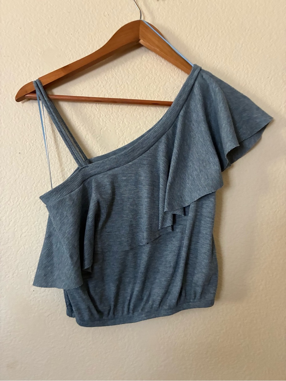 Ginger G One-Shoulder Ruffle Camisole - Light Blue